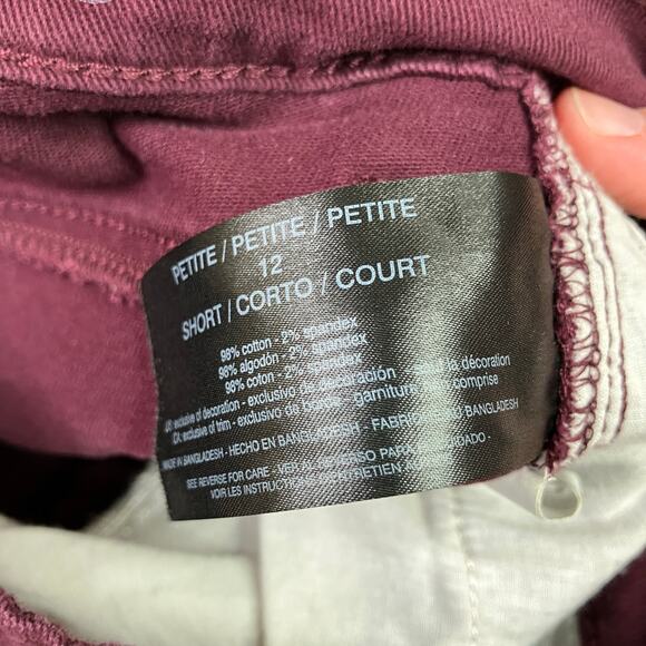 Gloria Vanderbilt | Amanda Jeans Tapered Maroon Cotton Spandex Womens 12PS - Picture 6 of 7